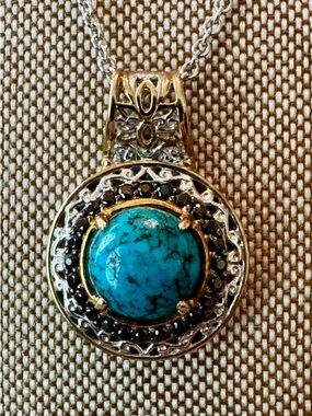 Michael Valitutti Gems En Vogue Turquoise and Spinel Silver-Gold Pendant